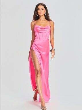 Retrofete Rosa Croset Dress In Hyper Pink Size M.